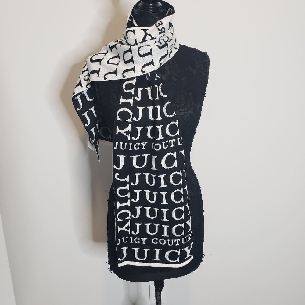 Juicy‎ Couture Women's Black /White Jersey Knit Scarf